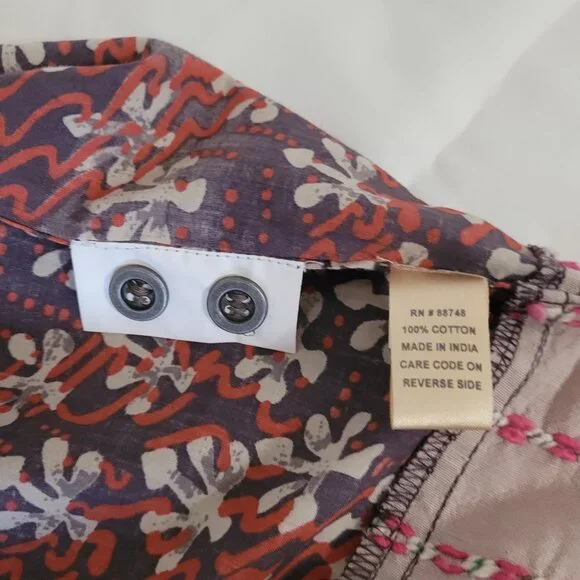 Patchwork BoHo Womens Pink Red Blue Territory Ahead Shirt Long Length Size M - Picture 12 of 15